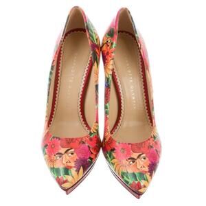 Charlotte Olympia Frida Kahlo Floral Pumps IT 38 US 8 Leather Heels Italy Artist